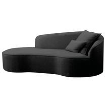Divã Recamier Curvo Sala de Estar Inglaterra Lado Esquerdo 150cm Linho Preto - INCASA DECOR