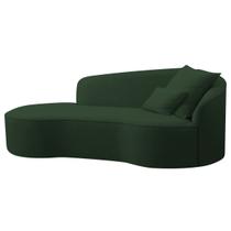 Divã Recamier Curvo Sala de Estar Inglaterra Lado Esquerdo 180cm Linho Verde - INCASA DECOR