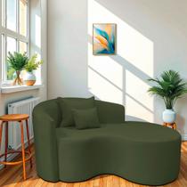 Divã Recamier Curvo Sala de Estar Recepção Inglaterra 150cm Lado Direito Linho