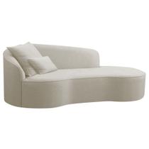Divã Recamier Curvo Sala de Estar Recepção Inglaterra 150cm Lado Direito Linho Bege - Amarena Móveis