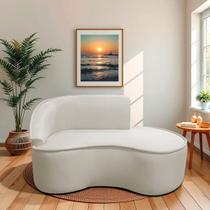 Divã Recamier Curvo Sala de Estar Recepção Marrocos 150cm Lado Direito Linho