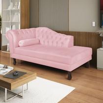 Diva Recamier Dora 140cm Lado Direito Suede Rosa Bebê