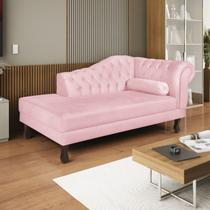 Diva Recamier Dora 140cm Lado Esquerdo Suede Rosa Bebê