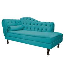 Diva Recamier Juliana 130cm Lado Direito Suede Azul Turquesa - Amarena Móveis