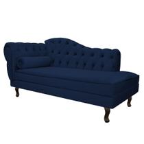 Divã Recamier Juliana Lado Direito 120 cm Suede Azul Marinho - Amarena Móveis
