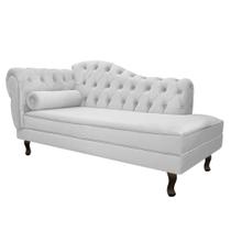 Divã Recamier Juliana Lado Direito 120 cm Suede Branco - Amarena Móveis