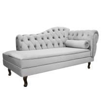 Divã Recamier Juliana Lado Esquerdo 120 cm Linho Cinza Claro - Amarena Móveis