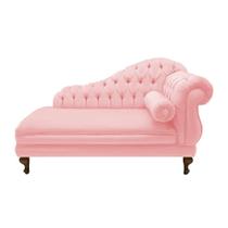 Divã Recamier Namoradeira Larissa 150cm Esquerdo de Quem Senta Suede Rosa Bebe - DL DECOR