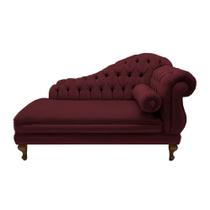 Divã Recamier Namoradeira Larissa 150cm Suede Vermelho Bordô - DL DECOR