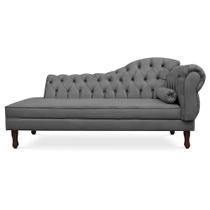 Divã Recamier Namoradeira Larissa 185cm com Capitonê Esquerda Suede