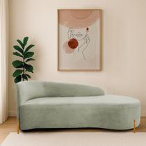 Divã Recamier Orgânico França 140cm Lado Dir Pés De Madeira Bouclé
