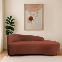 Divã Recamier Orgânico França 140cm Lado Dir Pés metal Dourado Bouclé