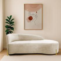 Divã Recamier Orgânico França 140cm Lado Dir Pés metal Dourado Bouclé