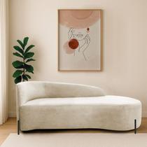 Divã Recamier Orgânico França 140cm Lado Dir Pés metal Preto Bouclé