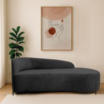 Divã Recamier Orgânico França 140cm Lado Dir Pés Metal Preto Linho Divã Recamier Orgânico França 140cm Lado Dir Pés Metal Preto Linho