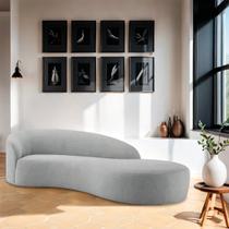 Divã Recamier Orgânico França 140cm Lado Direito Bouclé - Doce Sonho Móveis