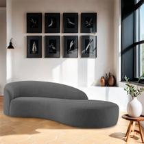 Divã Recamier Orgânico França 140cm Lado Direito Linho Cinza Escuro - Amarena Moveis