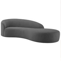 Divã Recamier Orgânico França 140cm Lado Direito Linho - Doce Sonho Móveis