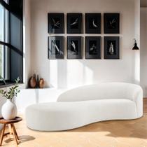 Divã Recamier Orgânico França 140cm Lado Esquerdo Bouclé Branco - Amarena Moveis