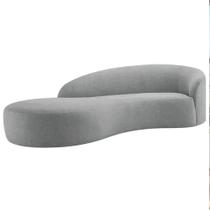 Divã Recamier Orgânico França 140cm Lado Esquerdo Bouclé Cinza - Amarena Moveis