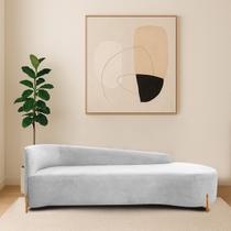 Divã Recamier Orgânico França 160cm Lado Dir Pés madeira Bouclé