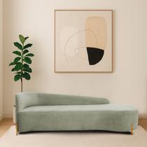 Divã Recamier Orgânico França 160cm Lado Dir Pés madeira Bouclé