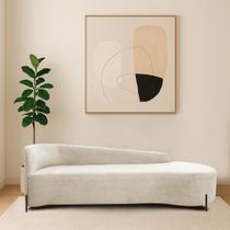 Divã Recamier Orgânico França 160cm Lado Dir Pés Metal Preto Linho Divã Recamier Orgânico França 160cm Lado Dir Pés Metal Preto Linho