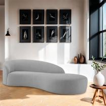 Divã Recamier Orgânico França 160cm Lado Direito Linho Cinza Claro - Amarena Moveis