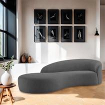 Divã Recamier Orgânico França 160cm Lado Esquerdo Linho Cinza Escuro - Amarena Moveis