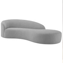 Divã Recamier Orgânico França 200cm Lado Direito Linho Cinza Claro - Amarena Moveis Divã Recamier Orgânico França 200cm Lado Direito Linho Cinza Claro - Amarena Moveis