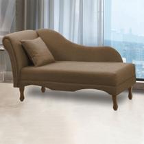 Divã Recamier Pés Retrô Medelin 150cm Linho Marrom Cacau E03 - D'Rossi