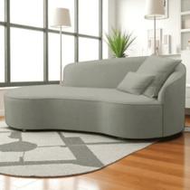 Divã Recamier Sofá Curvo Sala de Tv e Estar Recepção Inglaterra 150cm Lado Esquerdo Linho Verde Oliva- MABE MAGAZINE