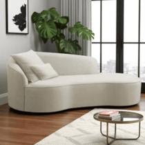 Divã Recamier Sofá Curvo Sala de Tv e Estar Recepção Inglaterra 180cm Lado Direito Bouclé Bege- MABE MAGAZINE