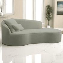 Divã Recamier Sofá Curvo Sala De Tv E Estar Recepção Inglaterra 180cm Lado Direito Bouclé Verde Oliva- Mabe Magazine