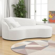 Divã Recamier Sofá Curvo Sala de Tv e Estar Recepção Inglaterra 180cm Lado Direito Linho Branco- MABE MAGAZINE