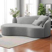 Divã Recamier Sofá Curvo Sala de Tv e Estar Recepção Inglaterra 180cm Lado Esquerdo Bouclé Cinza- MABE MAGAZINE