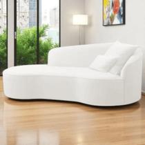 Divã Recamier Sofá Curvo Sala De Tv E Estar Recepção Inglaterra 200cm Lado Esquerdo Bouclé Branco- Mabe Magazine