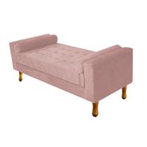 Divã Recamier Sofá Félix 100 cm Suede Rosê para Sala de Estar Recepção Quarto - AM Decor