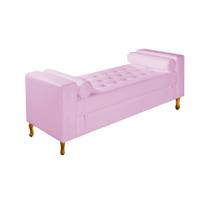 Divã Recamier Sofá Félix 160 cm Sintético Rosa Bebê - AM Decor