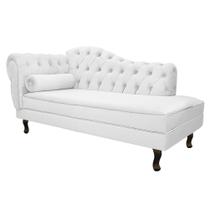 Divã Recamier Sofá Juliana 140cm Lado Direito Sintético Branco - AM Decor