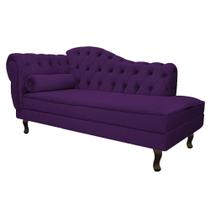 Divã Recamier Sofá Juliana 140cm Lado Direito Suede Roxo - AM Decor Divã Recamier Sofá Juliana 140cm Lado Direito Suede Roxo - AM Decor