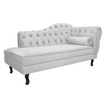 Divã Recamier Sofá Juliana 140cm Lado Esquerdo Suede Branco - AM Decor