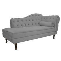 Divã Recamier Sofá Juliana 140cm Lado Esquerdo Suede Cinza AM Decor Divã Recamier Sofá Juliana 140cm Lado Esquerdo Suede Cinza AM Decor