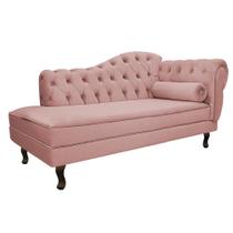 Divã Recamier Sofá Juliana 140cm Lado Esquerdo Suede Rose - AM Decor