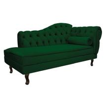 Divã Recamier Sofá Juliana 140cm Lado Esquerdo Suede Verde - AM Decor