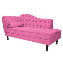 Divã Recamier Sofá Juliana 160cm Lado Direito Sintético Pink - AM Decor