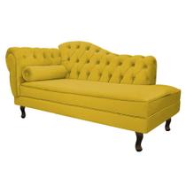 Divã Recamier Sofá Juliana 160cm Lado Direito Suede - Amarelo AM Decor