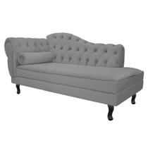 Divã Recamier Sofá Juliana 160cm Lado Direito Suede Cinza - AM Decor