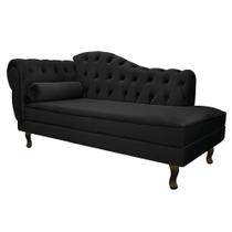Divã Recamier Sofá Juliana 160cm Lado Direito Suede Preto - AM Decor