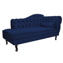 Divã Recamier Sofá Juliana 160cm Lado Esquerdo Suede Azul Marinho - AM Decor Divã Recamier Sofá Juliana 160cm Lado Esquerdo Suede Azul Marinho - AM Decor